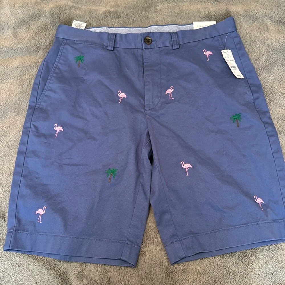 Brooks Brothers blue shorts with Flamingos and Palm trees